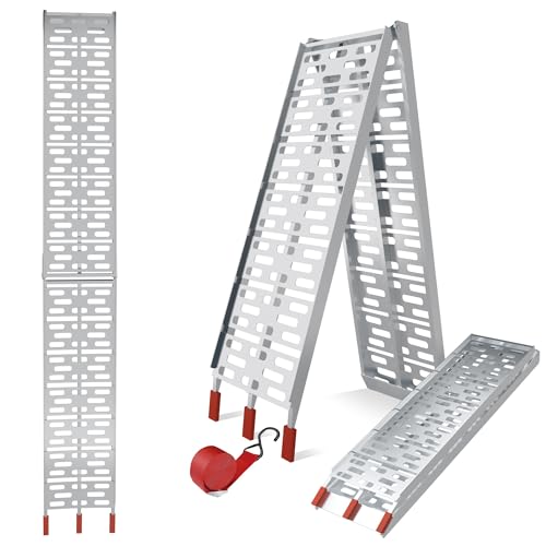 Jago® Auffahrrampe 340kg pro Rampe - 1er oder 2er, Aluminium, klappbar, Antirutsch, Faltbare - Auto Motorrad Laderampe, Auffahrschiene, Anhängerrampe, Verladerampe, Verladeschiene, Fahrrampe (1 Rampe) von Jago