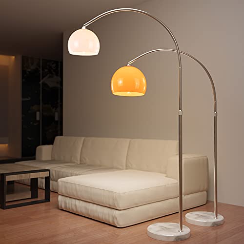 Jago® Bogenleuchte - Höhenverstellbar, A++ bis E, 145-220/130-180 cm, 1xE27 LED, max.60W, Orange/Weiß - Bogenlampe, Stehlampe, Stehleuchte, Standleuchte, Bogenstandleuchte (Höhe: 130-180 cm, Weiß) von Jago