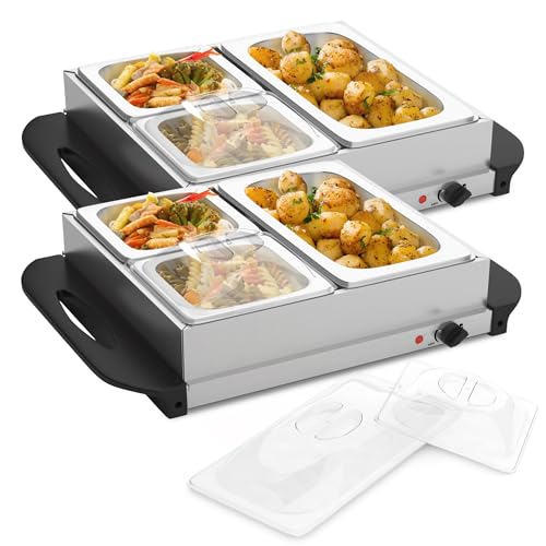 Jago® Buffetwärmer - elektrisch, mit Heizplattenfunktion, Temperaturregler, Edelstahl - Warmhaltegerät, Speisewärmer, Warmhalteplatte, Warmhaltebehälter von Jago