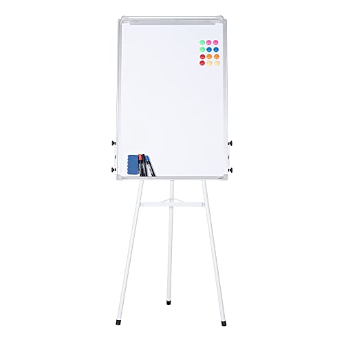 Jago® Flipchart – 60 x 90 cm, höhenverstellbar, Staffelei, Stiftablage, mit zahlreichem Zubehör - Magnetisches Whiteboard, Magnettafel, Präsentationstafel, weiße Magnettafel von Jago