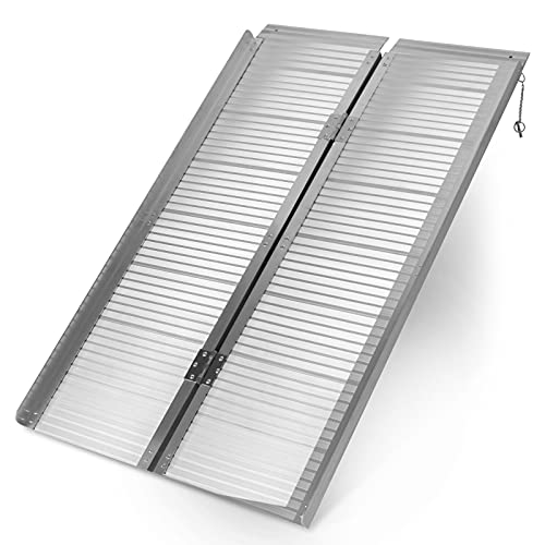 Jago® Rollstuhlrampe - Aluminium, Klappbar, versch. Größen (90, 122, 150cm), Mobile Faltbar, 270kg - Verladerampe, Schwellenrampe, Kofferrampe, Auffahrrampe für Treppen, Rollstühle Rollatoren (90 cm) von Jago