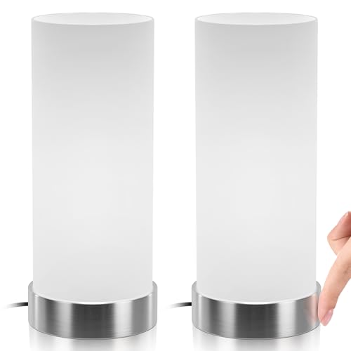 Jago® Tischlampe mit Dimmer Touchfunktion - 1er oder 2er Set, E14 / LED, dimmbar - Nachttischlampe, Nachttischleuchte, Bürolampe - für Wohnzimmer, Schlafzimmer, Kinderzimmer (2 Stück) von Jago