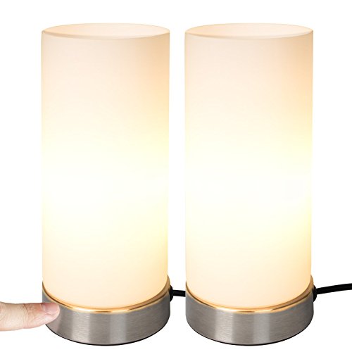 Jago® Tischlampe mit Dimmer Touchfunktion - 1er oder 2er Set, E14 / LED, dimmbar - Nachttischlampe, Nachttischleuchte, Bürolampe - für Wohnzimmer, Schlafzimmer, Kinderzimmer von Jago