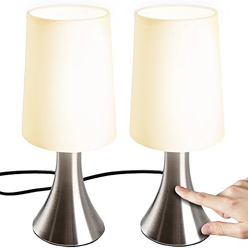 Jago® Tischlampe mit Dimmer Touchfunktion - mit Berührungssensor, 2er Set, E14 / LED - Nachttischlampe, Tischleuchte, Nachttischleuchte - für Wohnzimmer, Schlafzimmer, Kinderzimmer von Jago