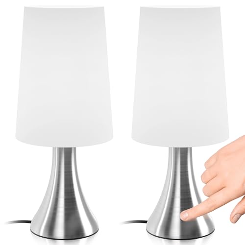 Jago® Tischlampe mit Dimmer Touchfunktion - mit Berührungssensor, 2er Set, E14 / LED - Nachttischlampe, Tischleuchte, Nachttischleuchte - für Wohnzimmer, Schlafzimmer, Kinderzimmer von Jago