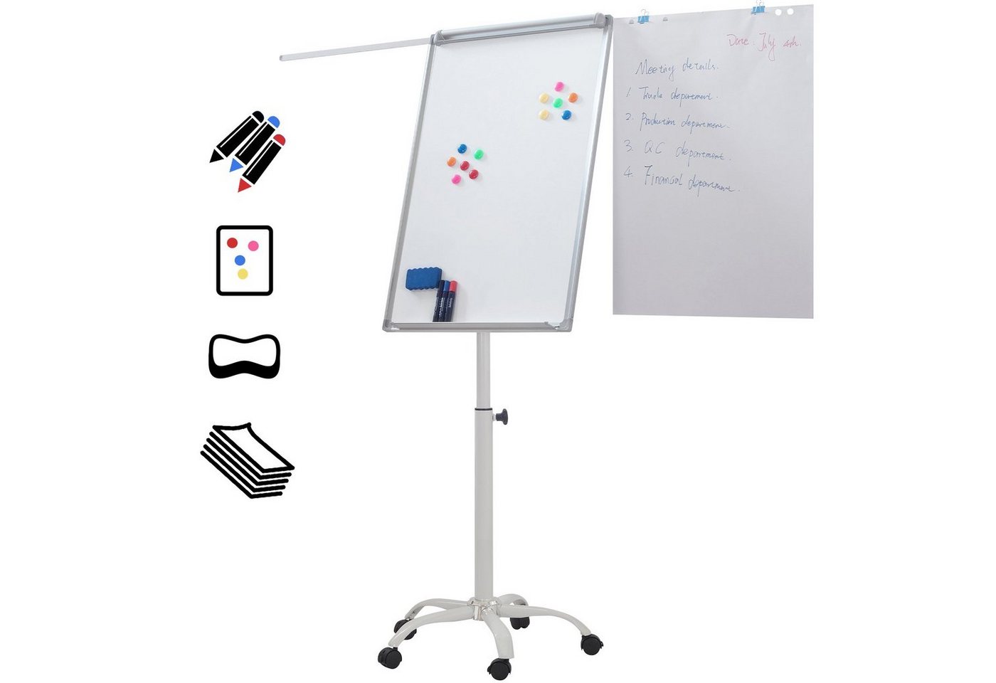 Jago Magnettafel Flipchart mit Sternfuß - 60x90cm, höhenverstellbar, Staffelei von Jago