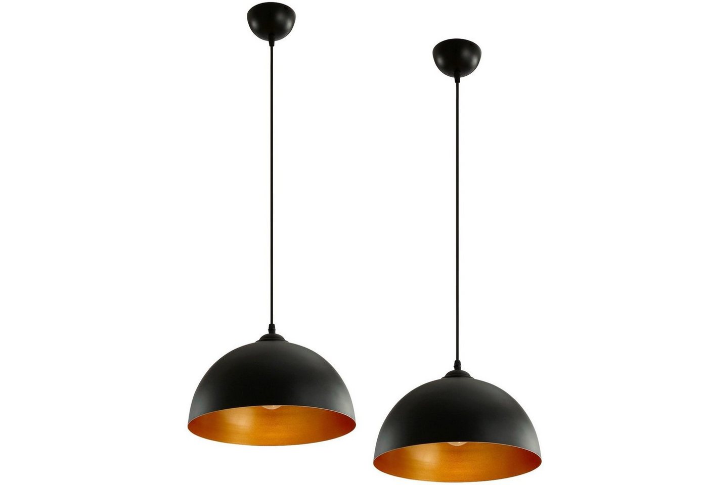 Jago Pendelleuchte Pendelleuchte 2er Set - LED, Ø 30cm, E27, Eisen, Schwarz-Gold von Jago