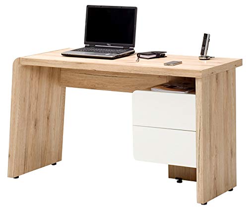 Jahnke Maggiore - Schreibtisch mit 2 Schubladen, 130 x 50 x 75 cm, Weiß-/San Remo-Eichen-Effekt von Jahnke