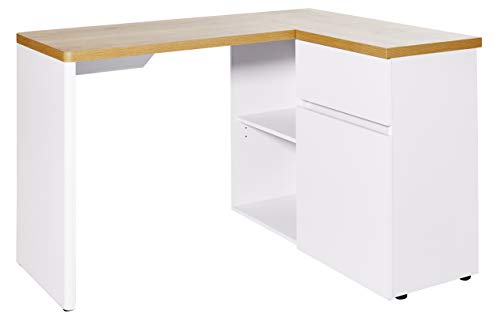 CU-LIBRE 125 E Eckschreibtisch, 90 x 117 x 76 cm, Weiß/Eichen von Jahnke
