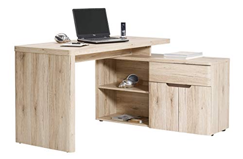 Jahnke CU-LIBRE 150 E – Eckschreibtisch mit 1 Schublade und 2 Türen, 140 x 117 x 77 cm, San Remo-Eichen-Effekt von Jahnke