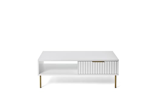 Jahnke Carve Coffee SK Couchtisch, Engineered Wood, Weiss/Goldfarben, One Size von Jahnke