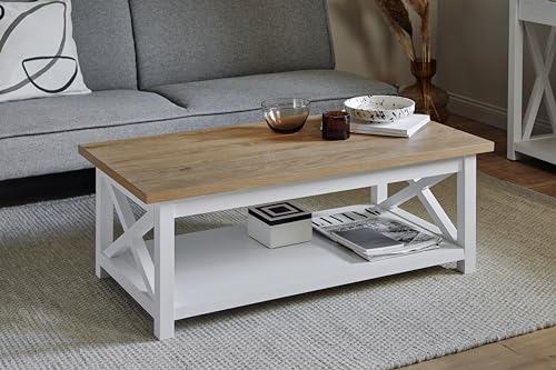 Jahnke Chalet Coffee Couchtisch, Engineered Wood, Montana Eiche Nb./Weiss, One Size von Jahnke