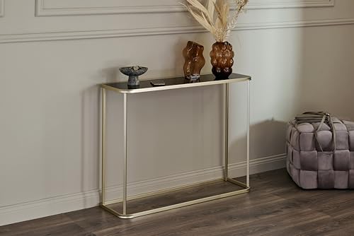 Jahnke Circo Console Konsole, Engineered Wood, Schwarzglas/Goldfarben, One Size von Jahnke