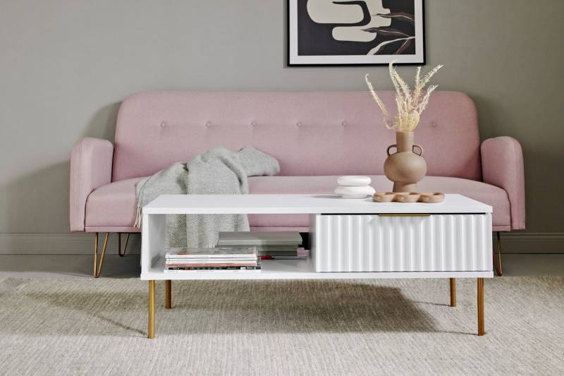 Jahnke Couchtisch CARVE COFFEE SK (1-St), Couchtisch mit Schublade und Fach, Gold-Look, raffiniertes Design von Jahnke