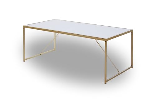Jahnke Glam Coffee Couchtisch, Gold-Marble-White, 120 x 60 x 44 cm (Breite x Tiefe x Höhe) von Jahnke