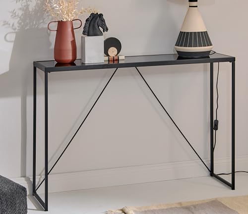 Jahnke Glam Console Konsole, Engineered Wood, Schwarzglas/Schwarz, One Size von Jahnke