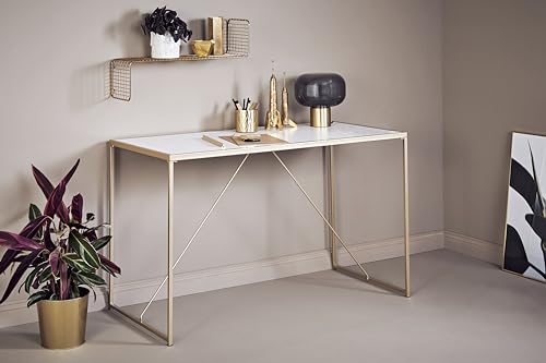 Jahnke Glam Desk Gold/MARMOR WS Schreibtisch, Metal, One Size von Jahnke