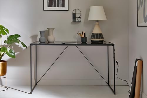 Jahnke Glam Desk SCHWARZGLAS/SCHWARZ Schreibtisch, Tempered Glass, Blackglass/Black, One Size von Jahnke