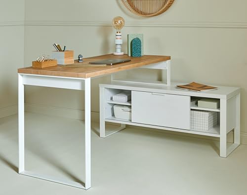 Jahnke Loop D 145 E AEU KERNEICHE/WS Schreibtisch, Engineered Wood, Core Oak/White, One Size von Jahnke