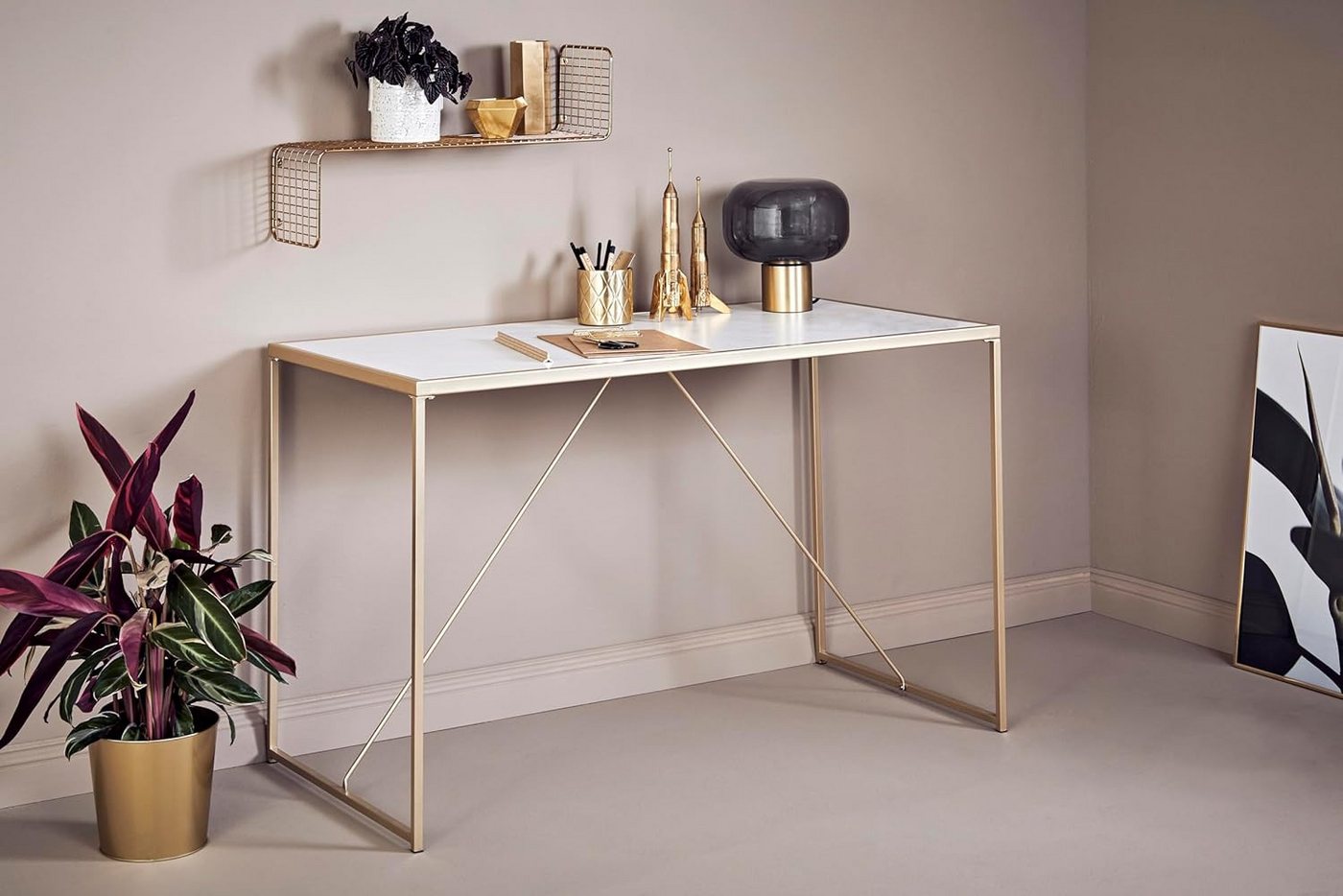 Jahnke Schreibtisch GLAM, Schreibtisch 120x60 Glam Desk Weiß Gold Tisch Metal Edler Marmor Jahnke Schreibtisch GLAM, Schreibtisch 120x60 Glam Desk Weiß Gold Tisch Metal Edler Marmor von Jahnke