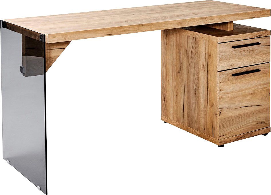 Jahnke Schreibtisch LUX, wechselseitig montierbar, Seitenteil aus ESG Sicherheitsglas von Jahnke