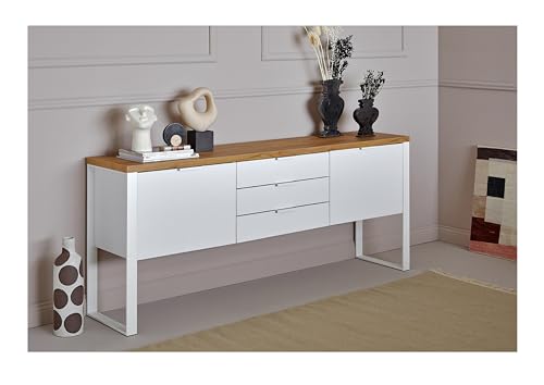 Jahnke Sideboard, Engineered Wood, Kerneiche/Weiss, One Size von Jahnke