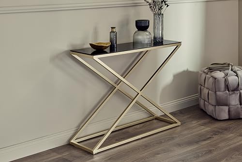 Jahnke Xtra Console Konsole, Engineered Wood, Schwarzglas/Goldfarben, One Size von Jahnke