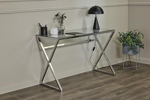 Jahnke Xtra Desk Klarglas Schreibtisch, Tempered Glass, Clearglass/Chrome, One Size von Jahnke