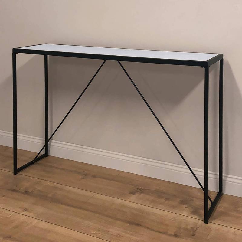 home24 Konsolentisch Glam 111 x 76 x 30cm Schwarz/Weiß/Schwarz von home24