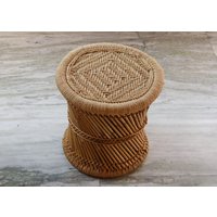 100% Natürliche Jute & Sarkanda Holz Pouffe, Hocker, Sitzbank, Eco Friendly Muddha von JaipurTreasures