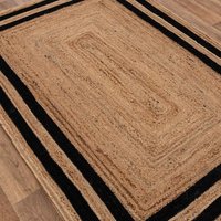 Teppich Natur Und Schwarz Handgefertigter Juteteppich, Teppichläufer, Teppichteppich, Handgewebter Teppich von Jaipurcarpethouse