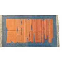 Baumwolle Handgemachte Bereich Teppiche Naturgefärbt Alle Größen Denim Blau Kelim Dhurries Reversible Rugs von Jaipursamuraiarts