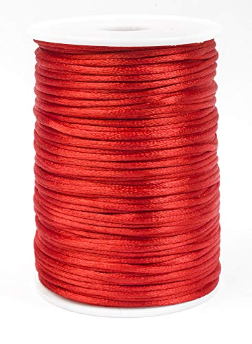 Jajasio Satinkordel 2mm, 10 Meter lang Schmuckschnur rot, Schmuckkordel, Flechtkordel Satinschnur von Jajasio