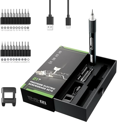 JAKEMY Mini Elektro Schraubendreher E21-A Set Einstellbares 3 Drehmoment Akku Feinmechaniker Elektrischer Schraubendreher mit LED-Lichter USB Typ-C Aufladung für PC, Laptop, Brillen, Uhren, Kamera von Jakemy