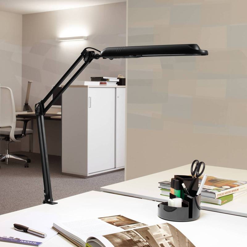 LED-Tischleuchte MAULatlantic, schwarz, Höhe 38 cm, Klemmfuß von Maul