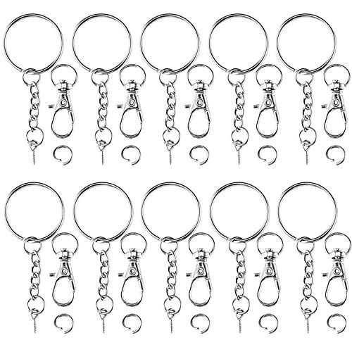 50-teiliges Set Swivel Schlüsselhaken Schmuckverschlüsse, Schlüsselringe mit Gliederkette, Offene Biegeringe, Schraubenaugen Pins für Handwerk Kosmetik & Schmuck 50-teiliges Set Swivel Schlüsselhaken Schmuckverschlüsse, Schlüsselringe mit Gliederkette, Offene Biegeringe, Schraubenaugen Pins für Handwerk Kosmetik & Schmuck von Jalan