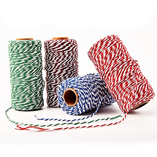 Jalan 4 Rollen 400M Rot Bäcker Bindfäden, 2MM Bäckerschnur Wurstgarn für DIY Backen Gartenarbeit Geschenkverpacken von Jalan