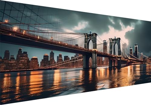 5D Diamond Painting Großes XXL Diamant Painting Bilder Brooklyn Brücke Diamond Art Erwachsene Full Drill DIY Diamant Kunst Malerei Stickerei Set Kreuzstich Bilder Home Wand Dekor 60x30cm N-164 von Jalican