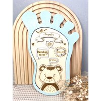 Geburt | Baby Ankündigung Taufe Geburtstag Geschenk Fußabdruck Personalisiert von JalieHandmade