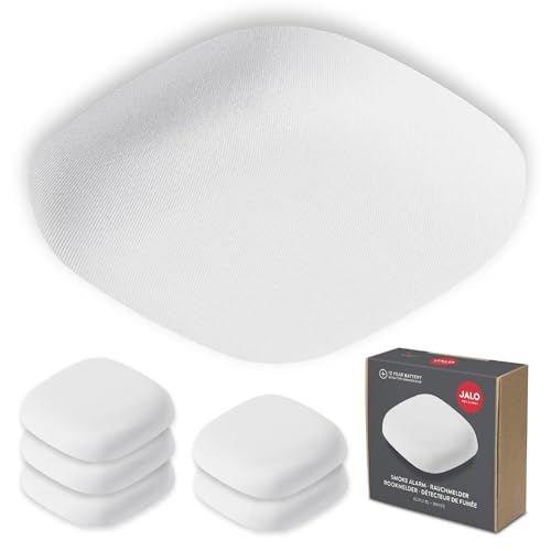 Jalo Kupu 10 Rauchmelder - 6er Pack – optischer Brandalarm für zu Hause – 10 Jahre Lithium-Batterie – skandinavisches Design – Weiß von Jalo