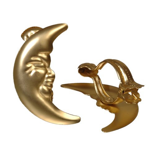 JalousieCrew 2 Stück Donauklammern Mond Gardinenklammern Fenster Deko Klemmen Metall Farbe Weiss vermessingt Silber matt Gold matt (Gold matt) von JalousieCrew