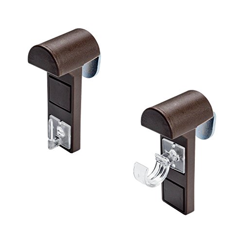 JalousieCrew 2 Stück Klemmträger für Vitragestange Scheibengardinen Stange Farbe weiß braun (braun) von JalousieCrew