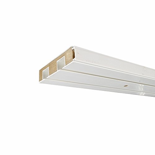 JalousieCrew Gardinenschiene Vorhangschiene PVC mit Holzkern Farbe weiß - 2 - läufig - Länge 120-250 cm (210 cm) von JalousieCrew