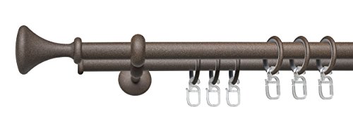 JalousieCrew Gardinenstange mit Endstück Kegel zweiläufig Stilgarnitur Vorhangstange Farbe rost antik - 2 - läufig - Länge 120-240 cm (160 cm) von JalousieCrew