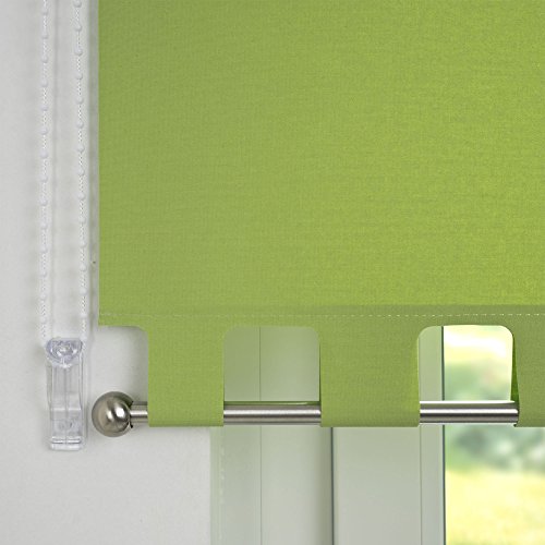 JalousieCrew Kettenzugrollo mit Volant Seitenzug Rollo grün - 60-240 cm Länge 180 cm Blickdicht Blickschutz Tür Fenster (120 x 180 cm) von JalousieCrew