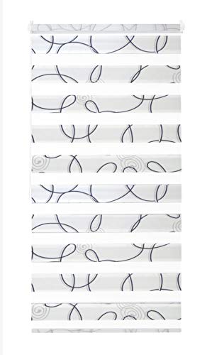 JalousieCrew Klemmfix Doppelrollo Weiss Gemustert - Breite 50 bis 100 cm, Länge 150 cm - Duo - Rollo ohne zu Bohren (50 x 150 cm) von JalousieCrew