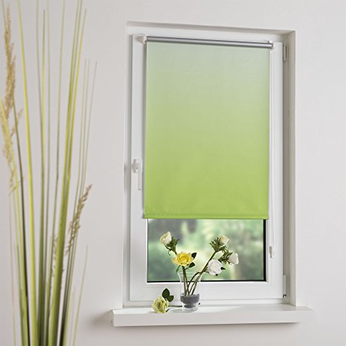 JalousieCrew Klemmfix Rollo Verdunkelung mit Farbverlauf Farbe Apfel grün - Breite 45 bis 120 cm, Länge 150 cm - ohne zu Bohren (60 x 150 cm) von JalousieCrew