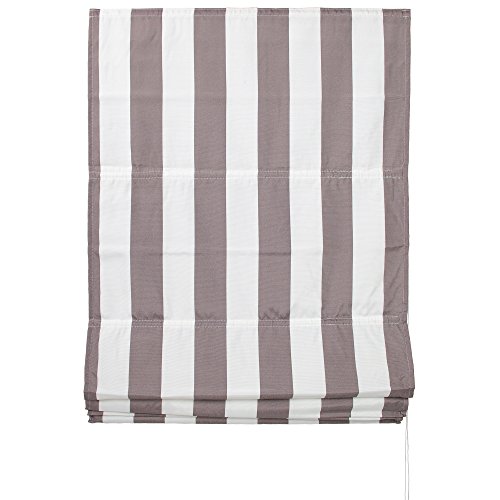 JalousieCrew Raffrollo mit Polyesterstoff Farbe hell braun weiß gestreift - Breite 60 bis 120 cm, Länge 190 cm - Gardinen - Rollo (60 x 190 cm) von JalousieCrew