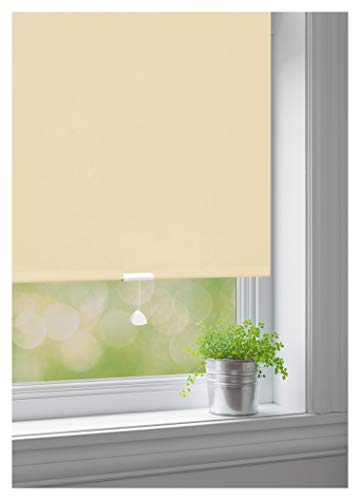 JalousieCrew Springrollo Classic Mittelzugrollo Schnapprollo Rollo Creme beige Breite 60-220 cm Länge 180 cm und 230 cm Blickdicht Blickschutz (100 x 230 cm) von JalousieCrew
