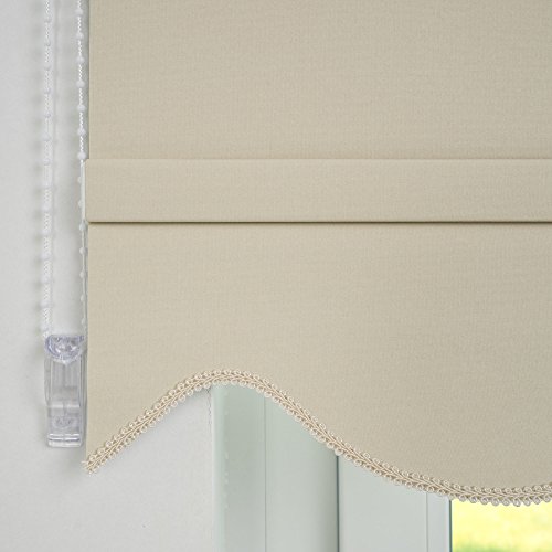 JalousieCrew Verdunkelungsrollo Kettenzugrollo mit Volant Klassik Seitenzug Rollo beige - 60-240 cm Länge 180 cm Blickdicht Blickschutz Tür Fenster (120 x 180 cm) von JalousieCrew